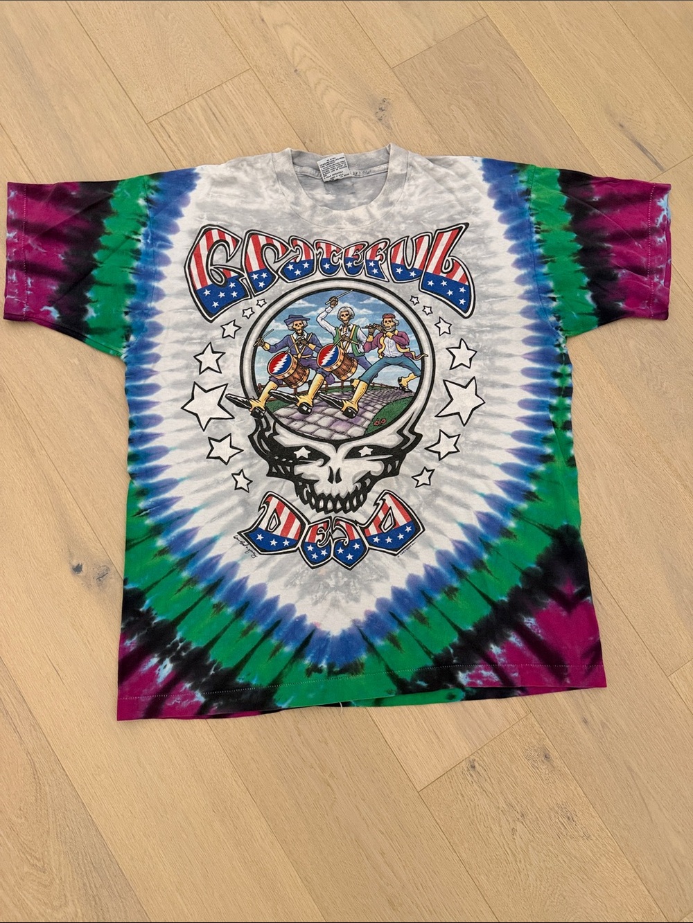 Vintage Grateful Dead Tie-Dye Skull Graphic Men’s Tee - Multicolor